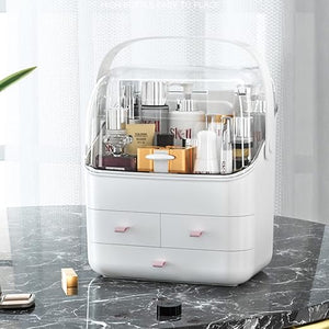 Makeup Organizer, Skincare Cosmetic Storage Box with Clear Flip Lid, Elegant Beauty Organizer for Dresser or Countertop